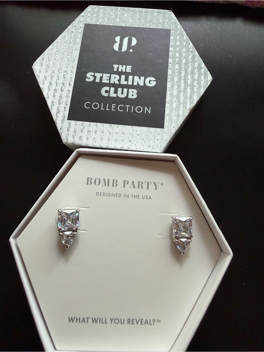 .925 Sterling Silver Cubic Zirconia Drop Stud Earrings